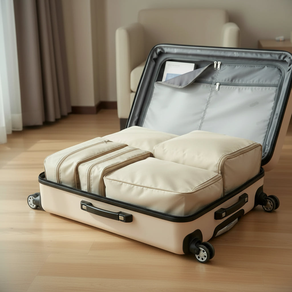 4Pcs/Set Travel Compression Packing Cubes Bag Portable Suitcase Clothes Organizers Waterproof Luggage Storage Cases Drawer Bags